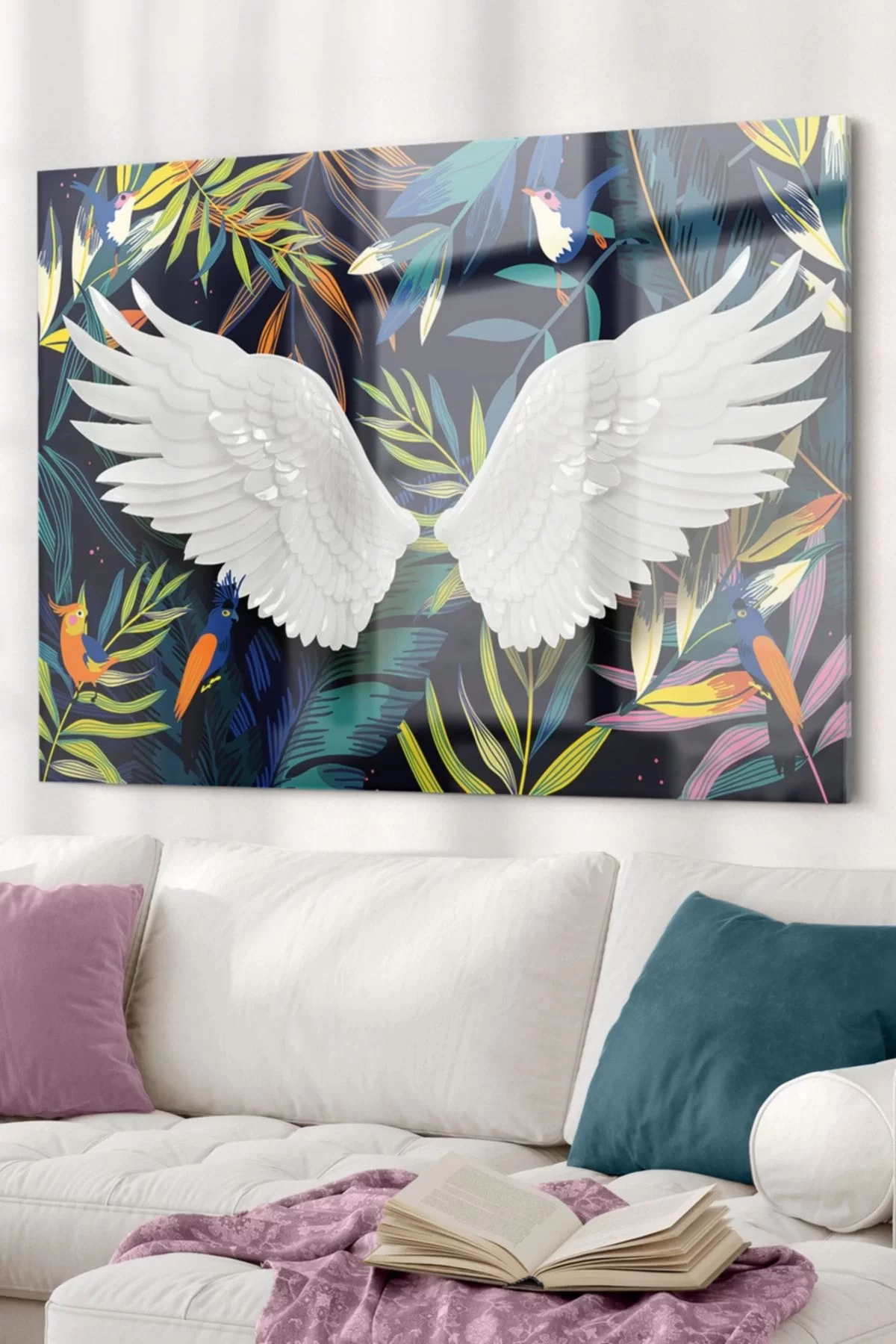 Angel Wings | Spiritual Themed Glass Table | 50x70cm