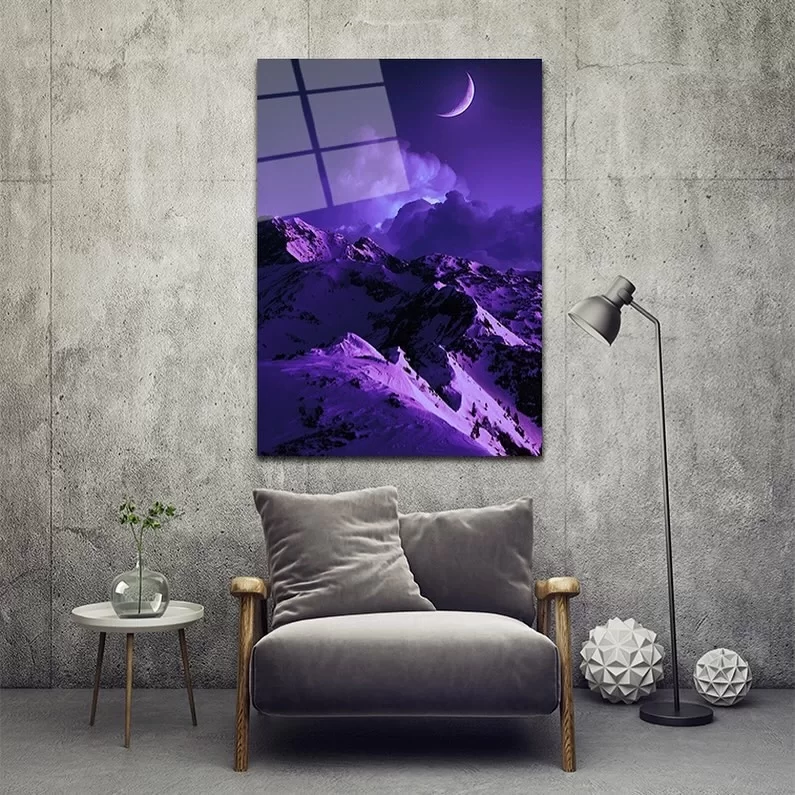 Purple Mountains Glass Painting