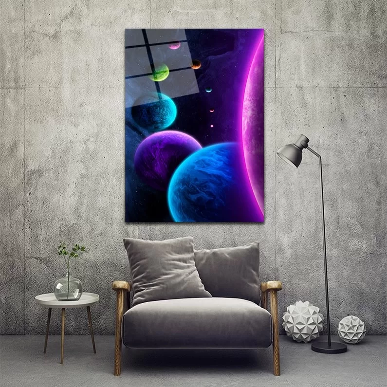 Purple Planets Glass Painting