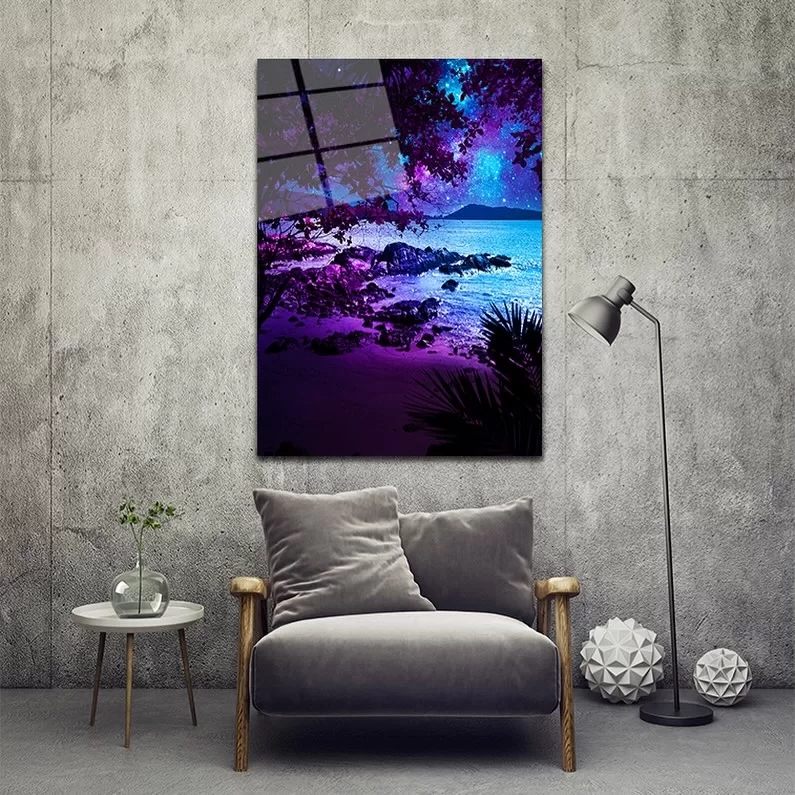 Purple Landscape Glass Painting