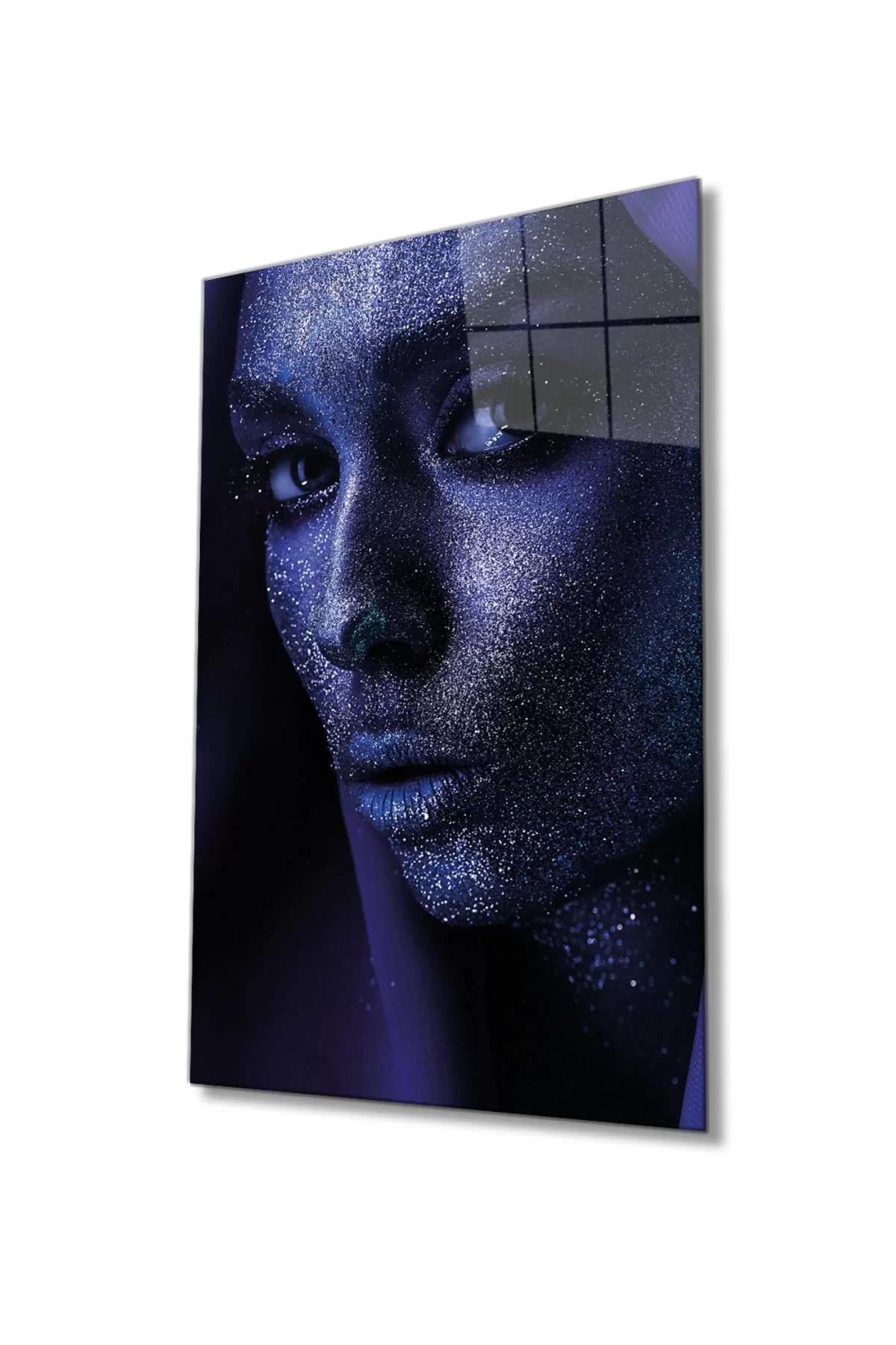 Purple Glitter Woman Glass Painting, Home And Office Wall Decoration,