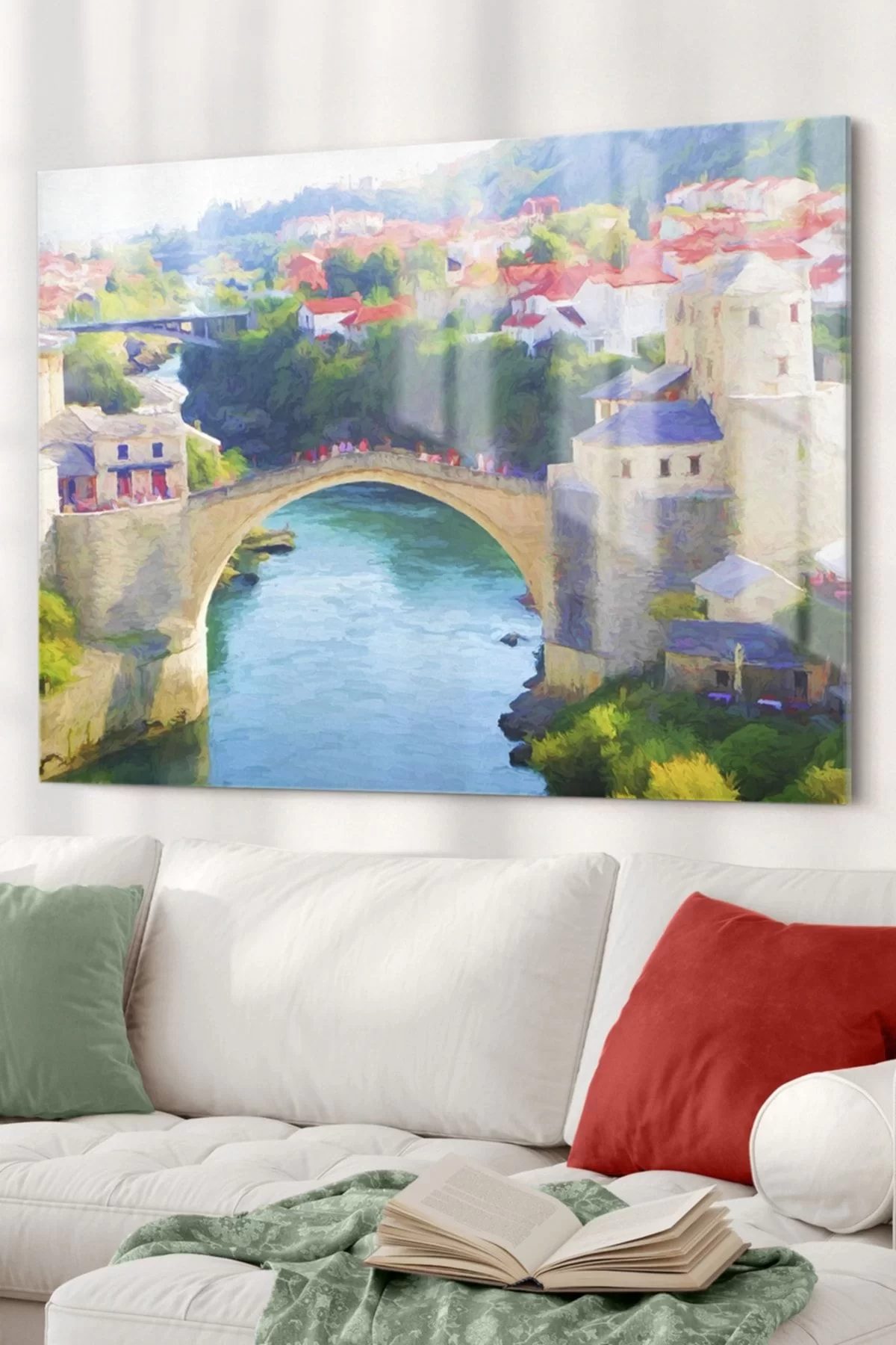 Mostar Bridge| City Themed Glass Painting | 50x70cm