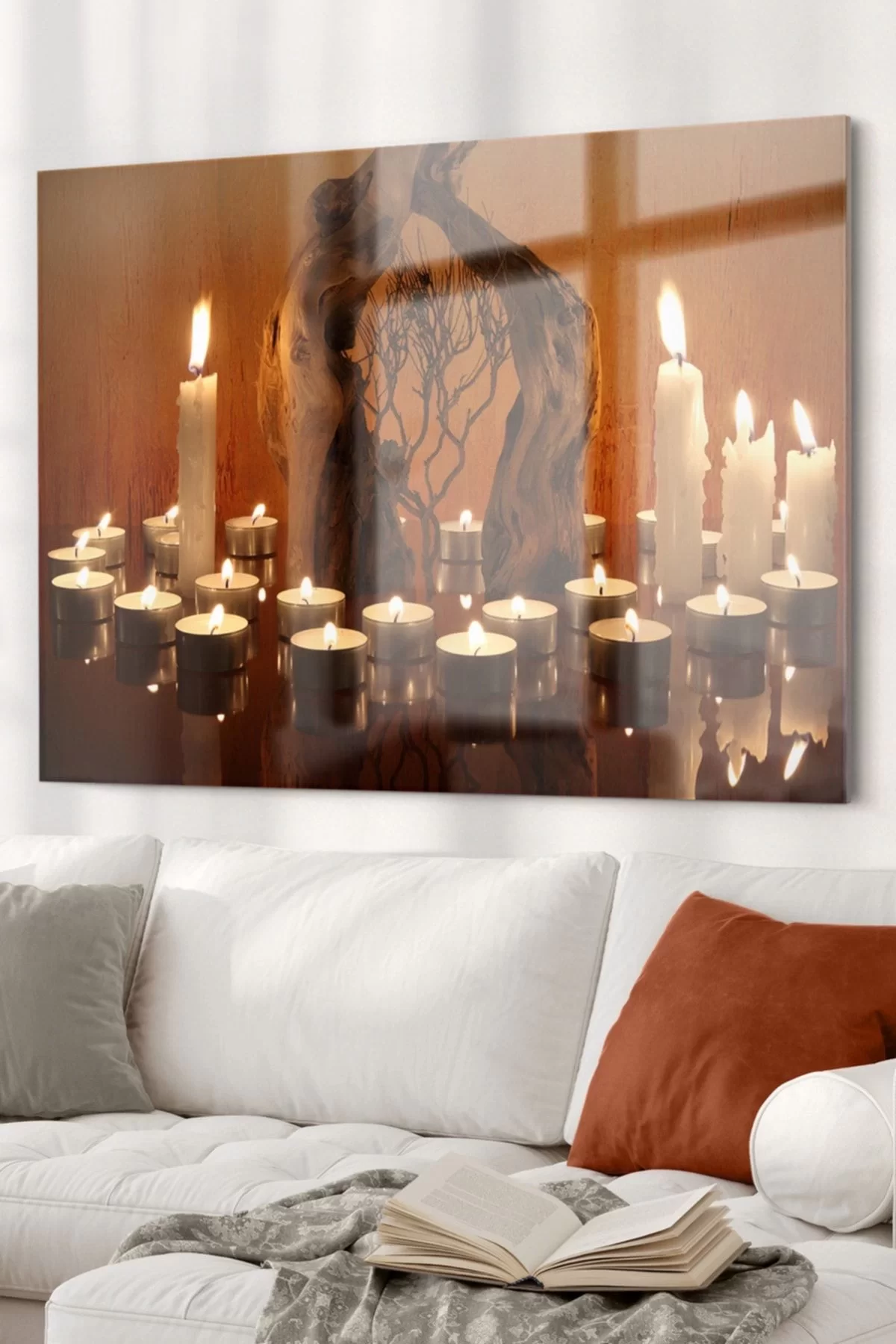 Candle And Tree | Candles Themed Glass Table | 50x70cm