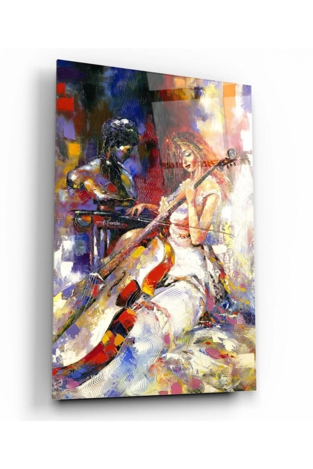 Musician Woman Glass Painting