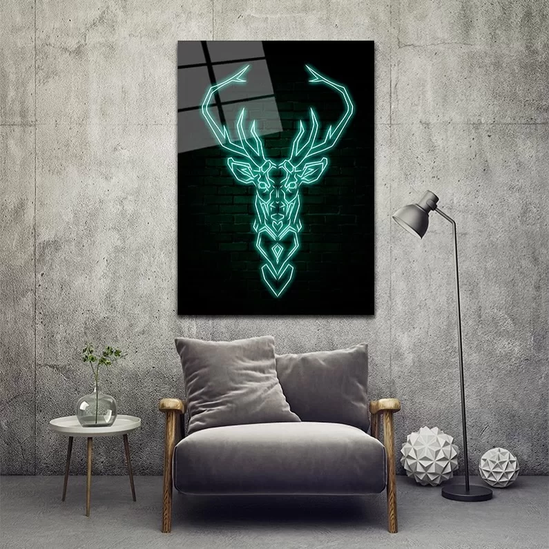 Neon Deer Glass Painting