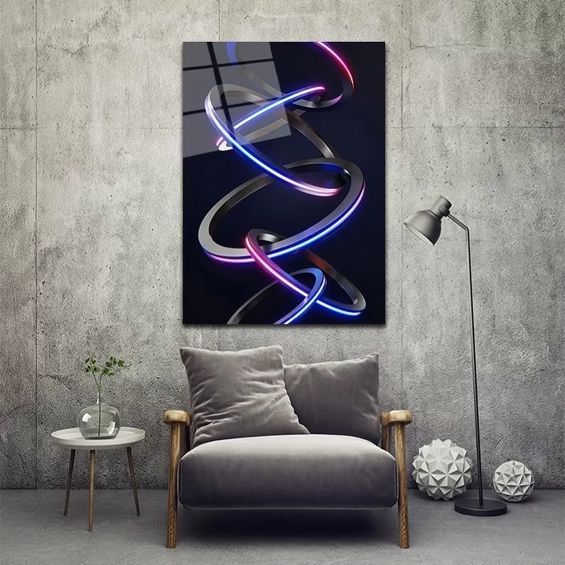 Neon Rings Glass Painting