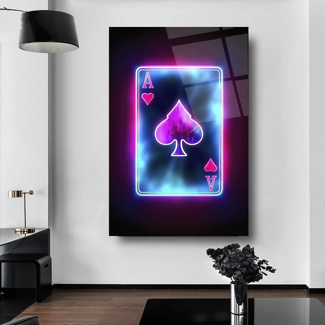 Neon Cards Purple Glass Table