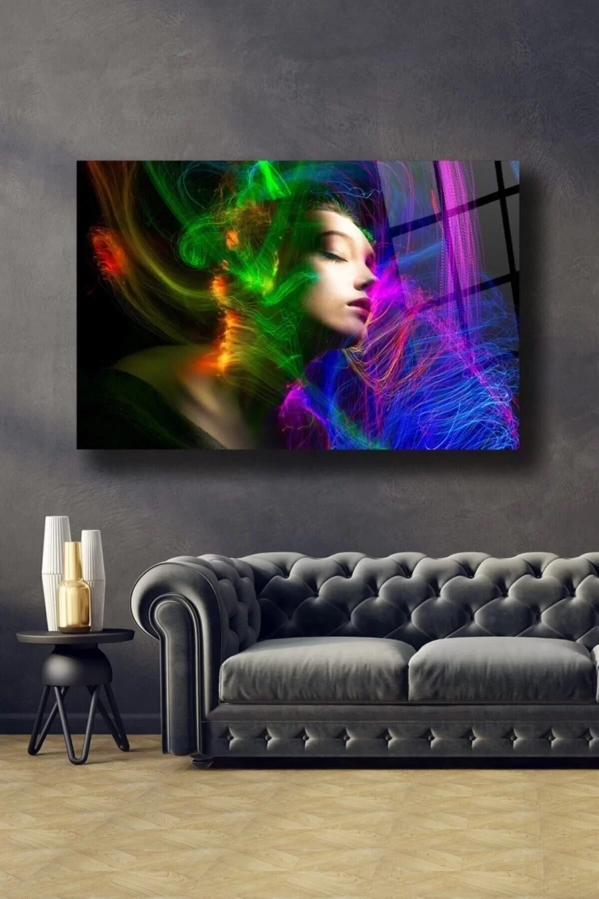 Neon Woman Glass Painting