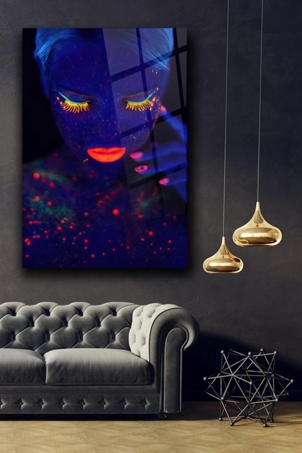 Neon Portrait Glass Painting Wall Decoration