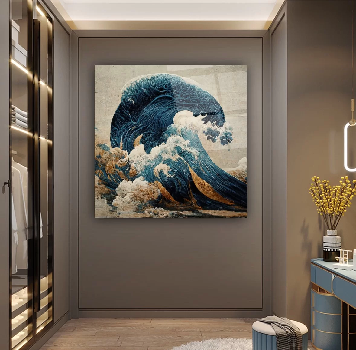 Ocean Wave Artistic Glass Painting