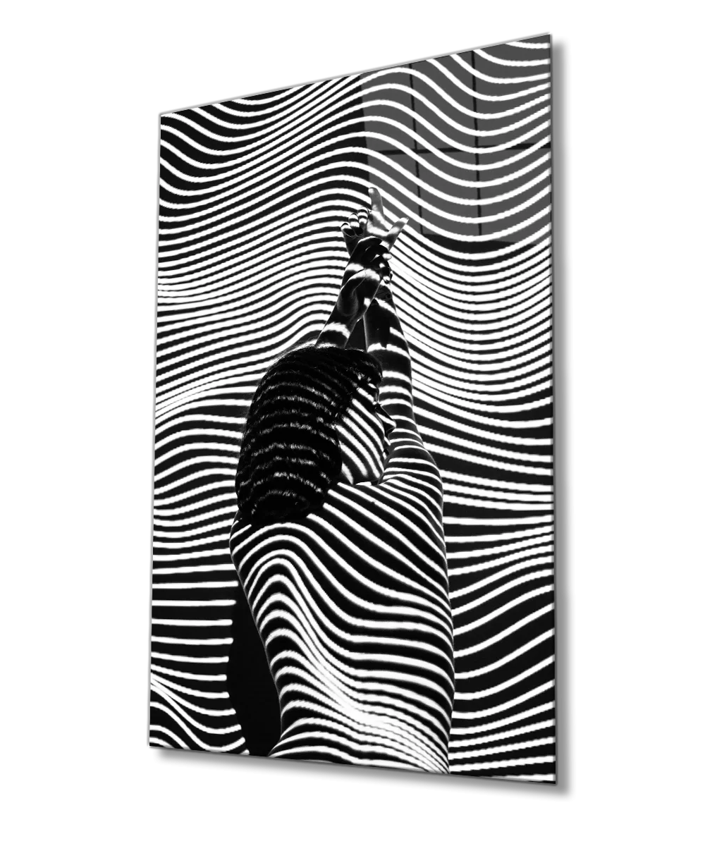 Optical Reflective Zebra Striped Woman Glass Painting