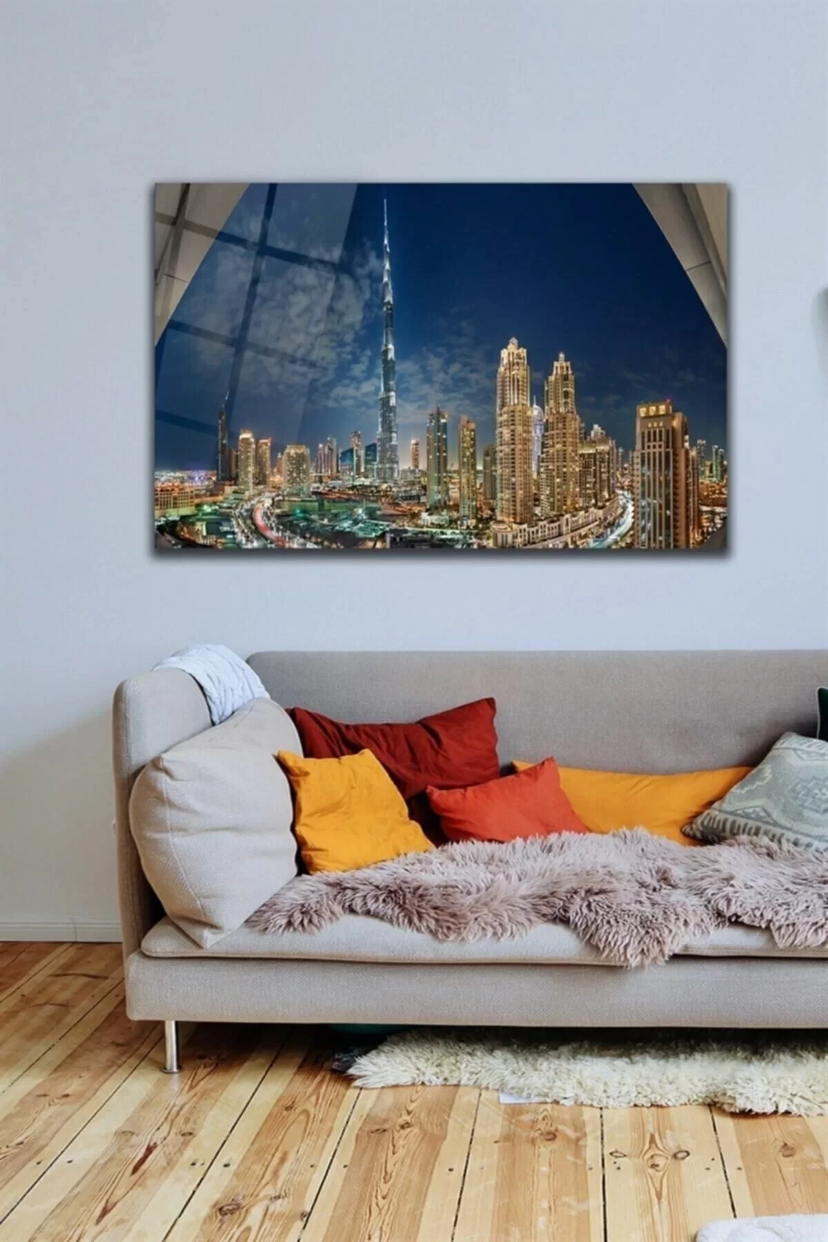 Panoramic City Glass Painting Wall Decoration