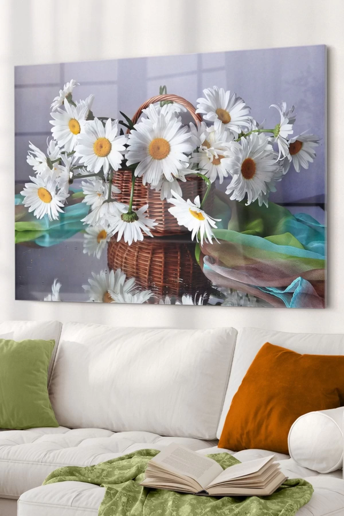 Daisies| Flower Themed Glass Table | 50x70cm