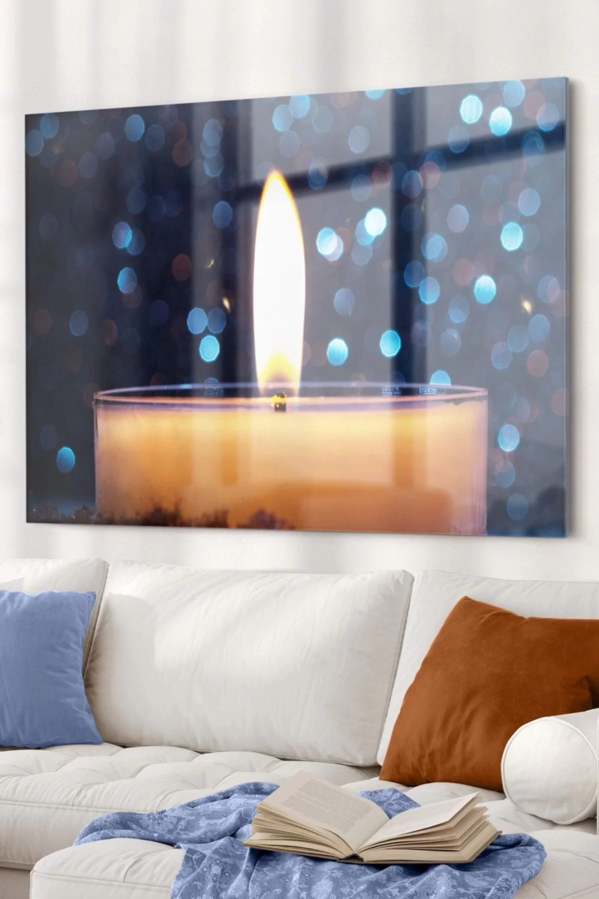 Bright Candle | Candle Themed Glass Table | 50x70cm