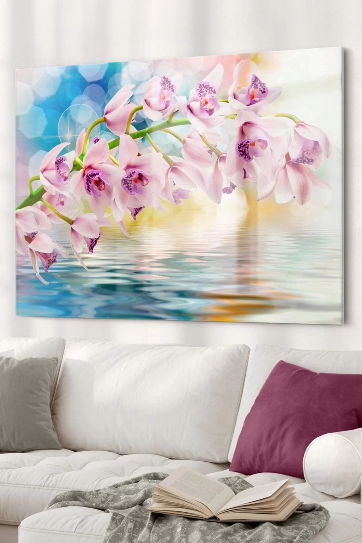 Pink Flower | Flower Themed Glass Table | 50x70cm