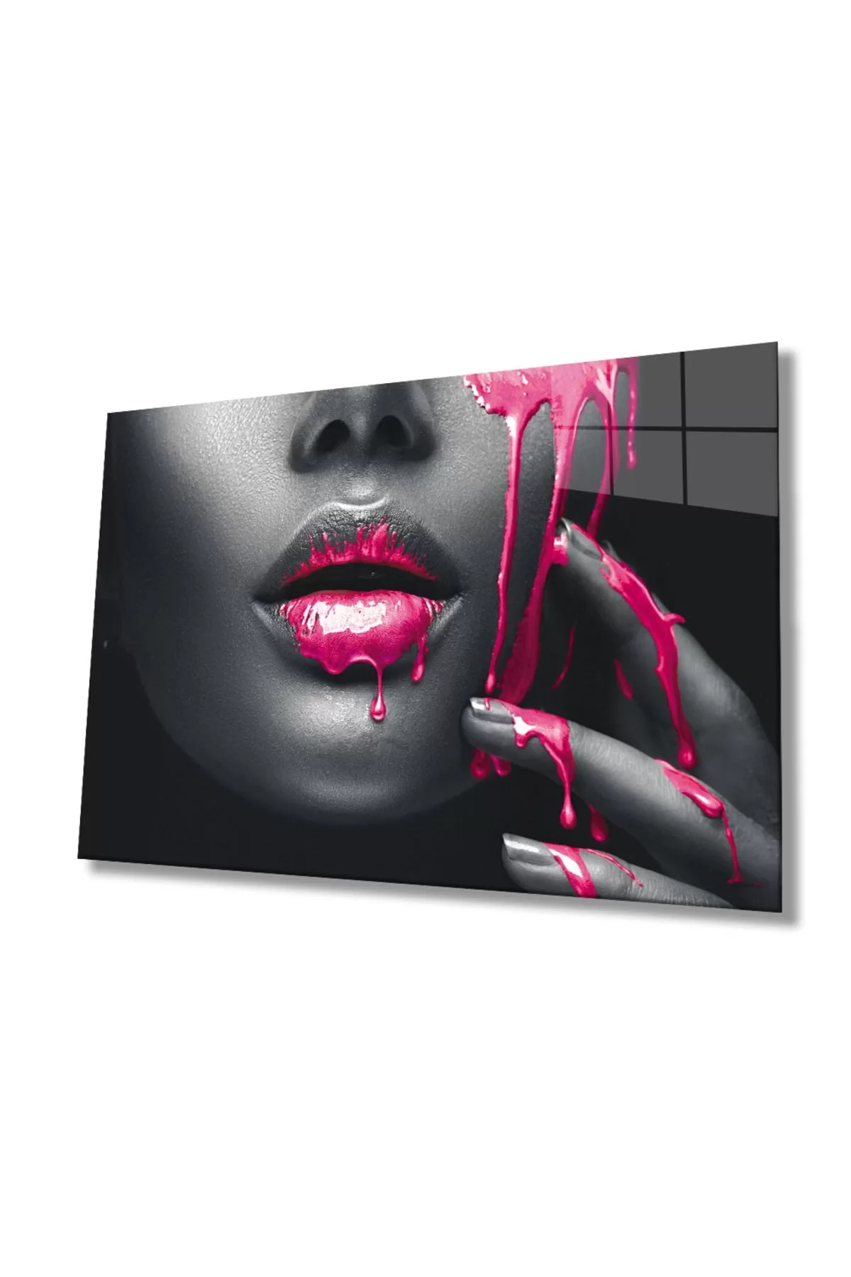 Woman with Pink Lips Glass Painting