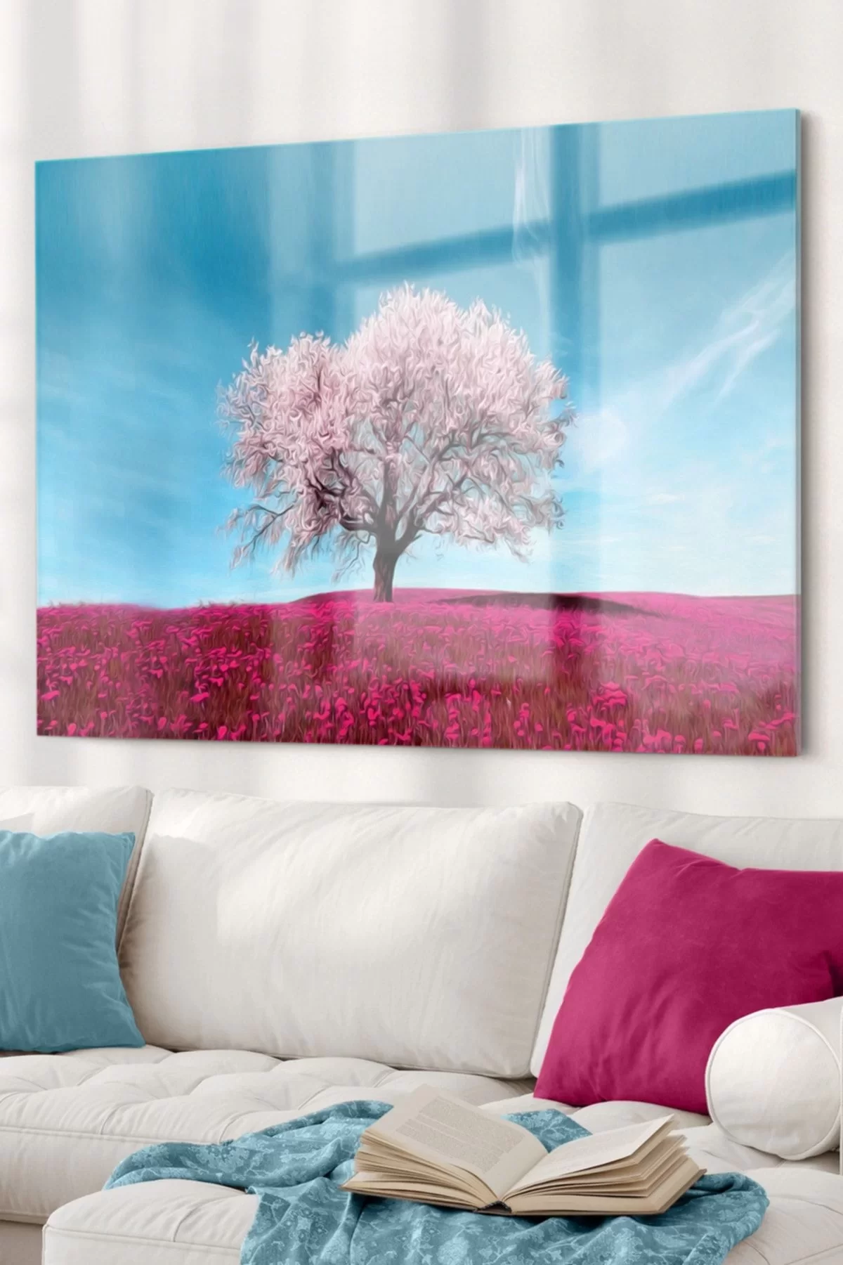 Pink Cherry Tree | Nature Themed Glass Painting | 50x70cm