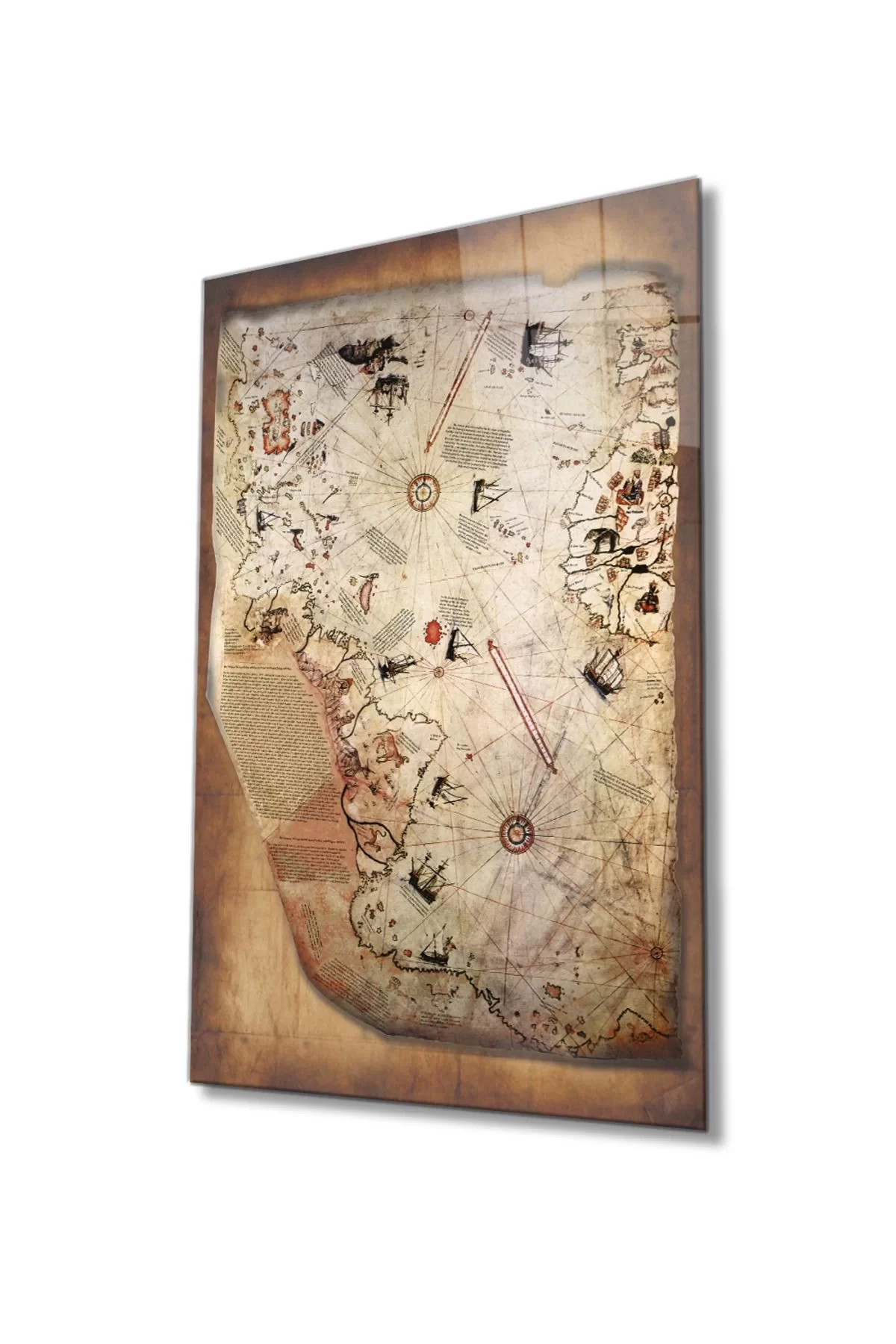 Piri Reis World Map, Home and Office Wall Decoration, Tempered 4 Mm