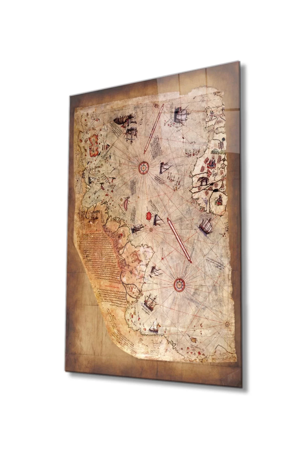 Piri Reis World Map, Home and Office Wall Decoration, Tempered 4 Mm