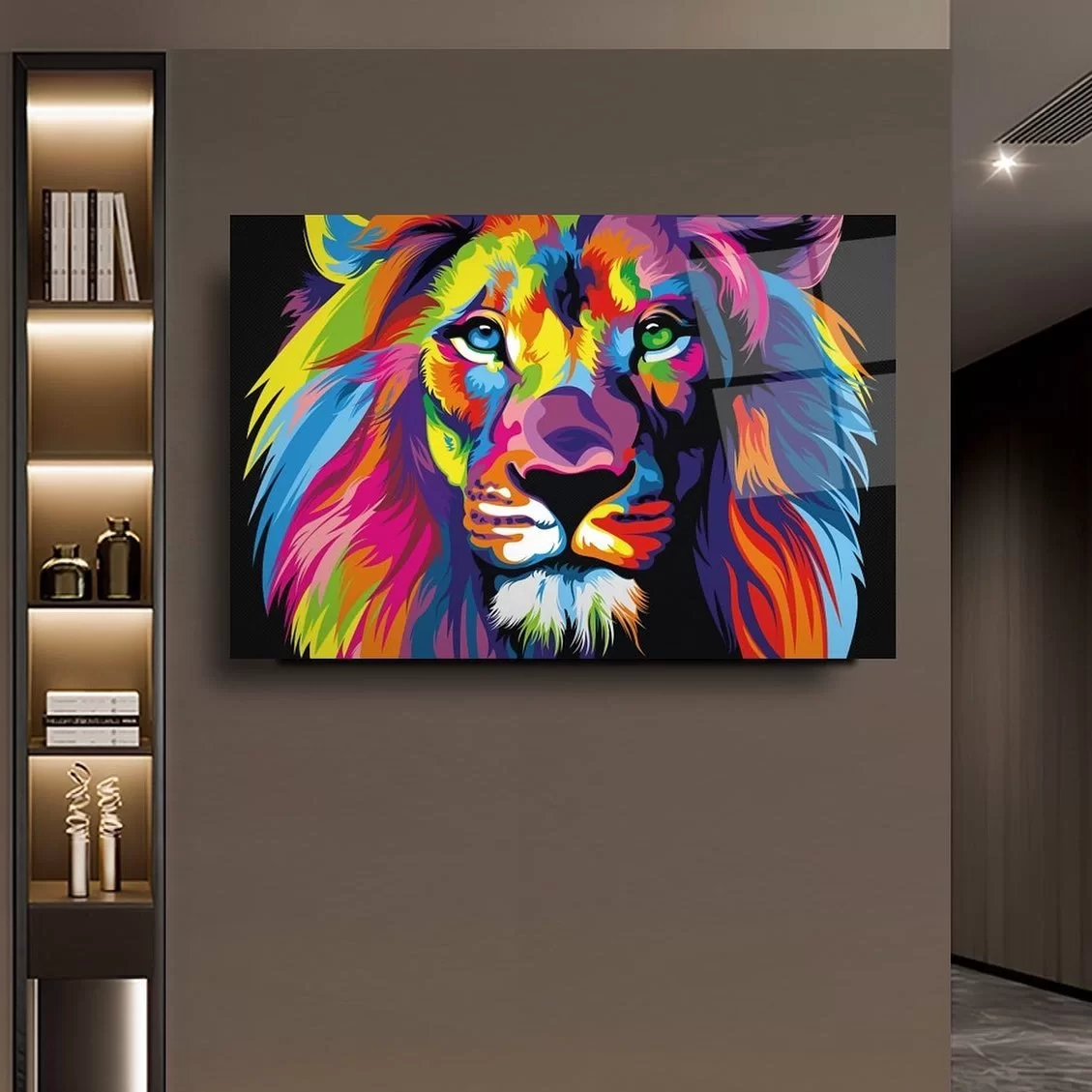 Colored Lion Glass Painting