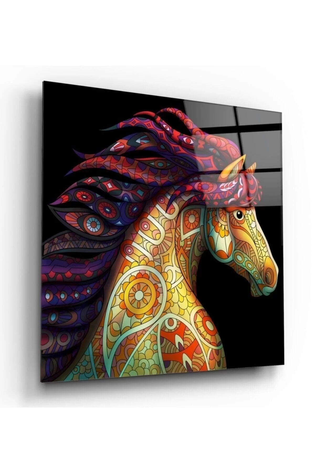 Colored Horse Glass Painting