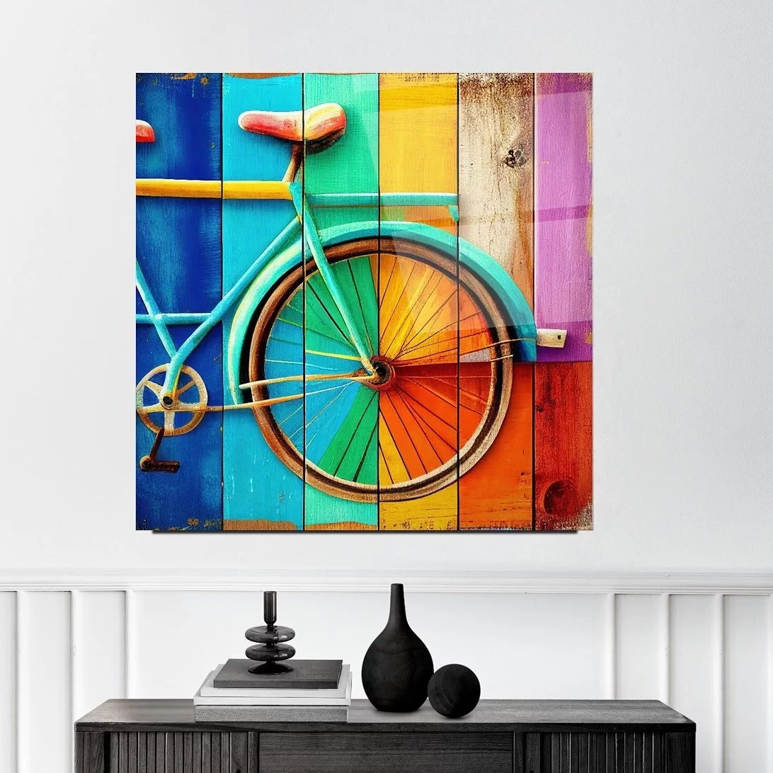 Colored Bicycle Glass Painting