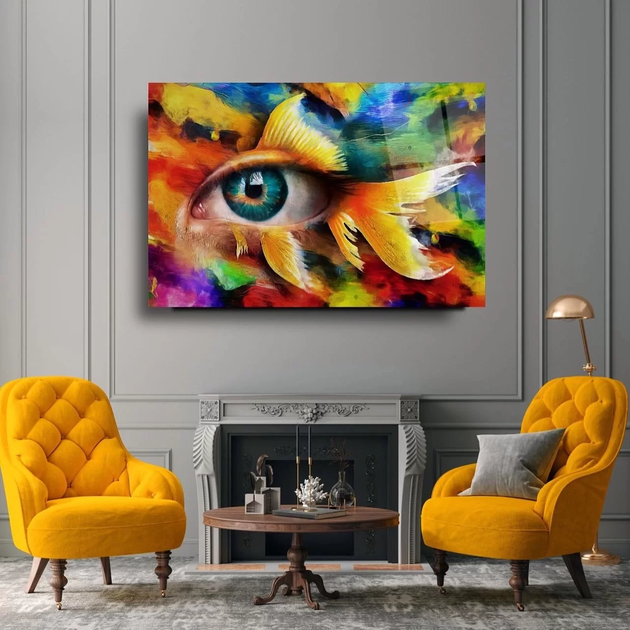 Eye in Colored Paint Artistic Glass Painting