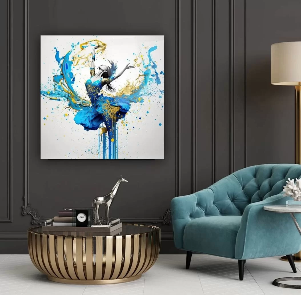 Ballerina Scattering Colorful Paint Artistic Glass Painting