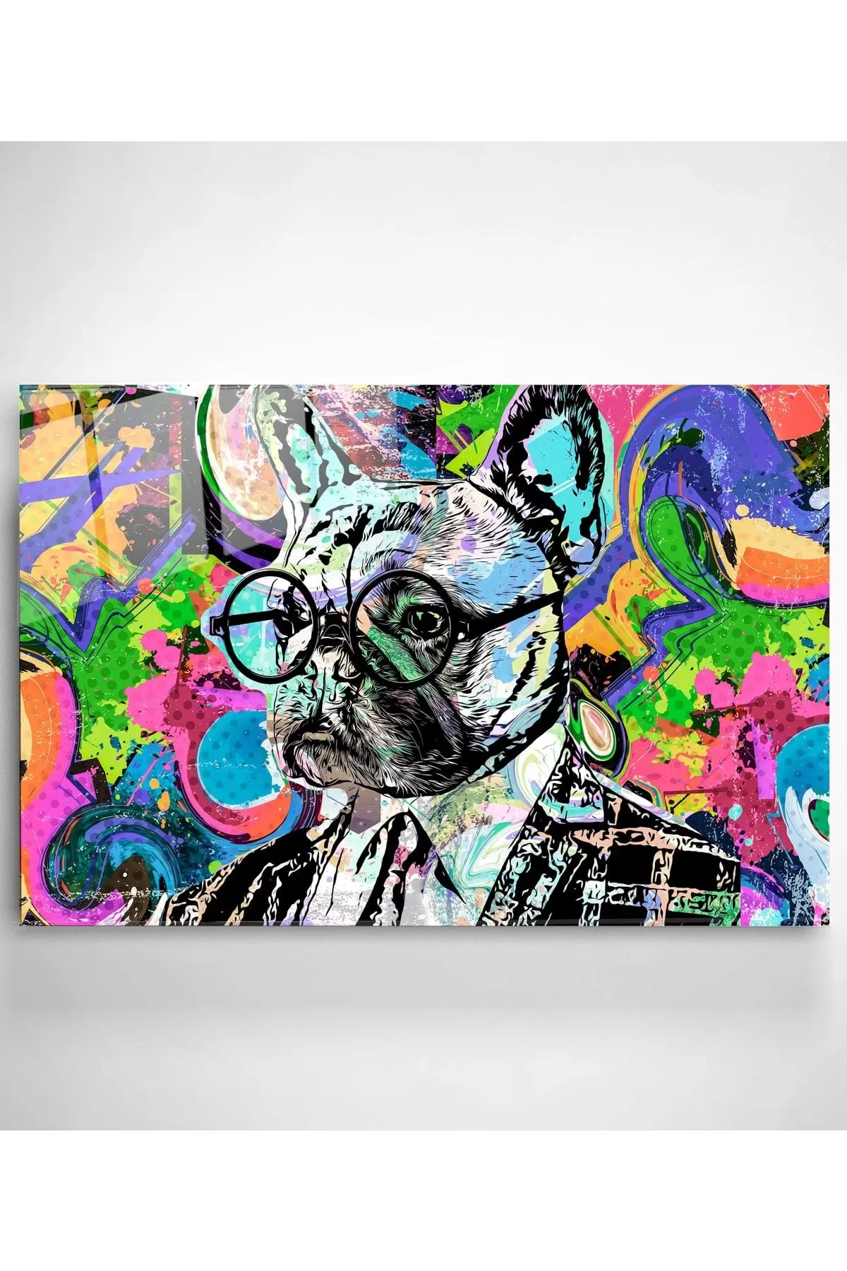 Colored Bulldog Glass Painting