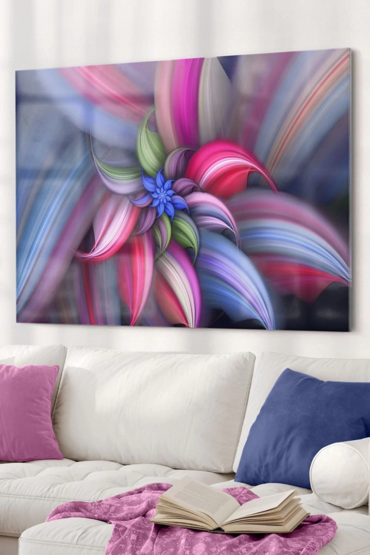 Colorful Flower | Flower Themed Glass Table | 50x70cm