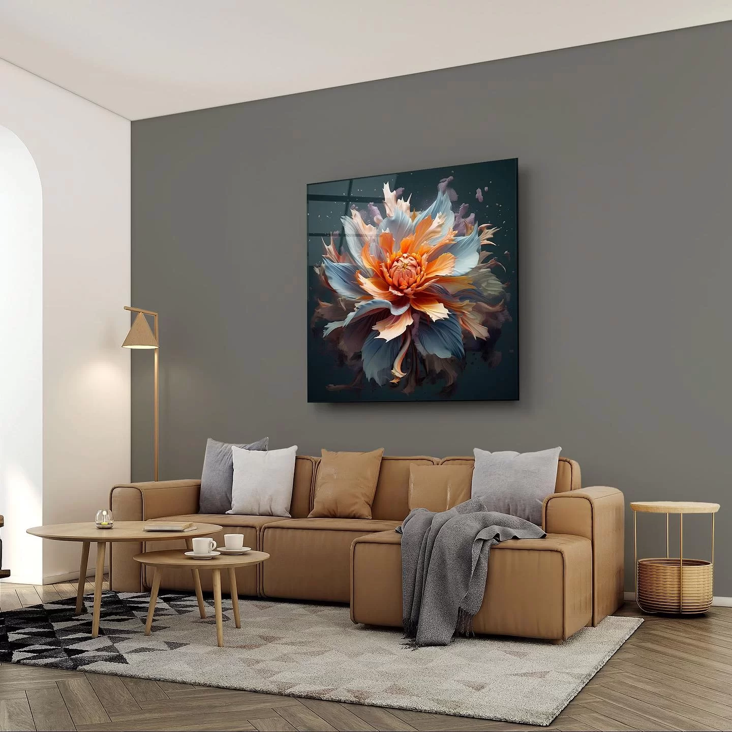 Colorful Flower Artistic Glass Painting