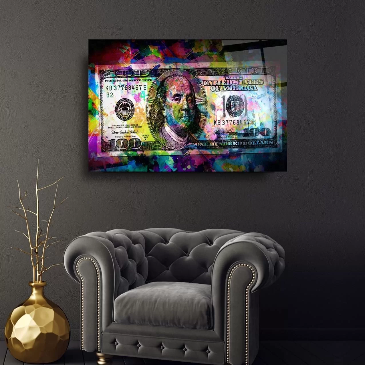 Colored Dollar Glass Table