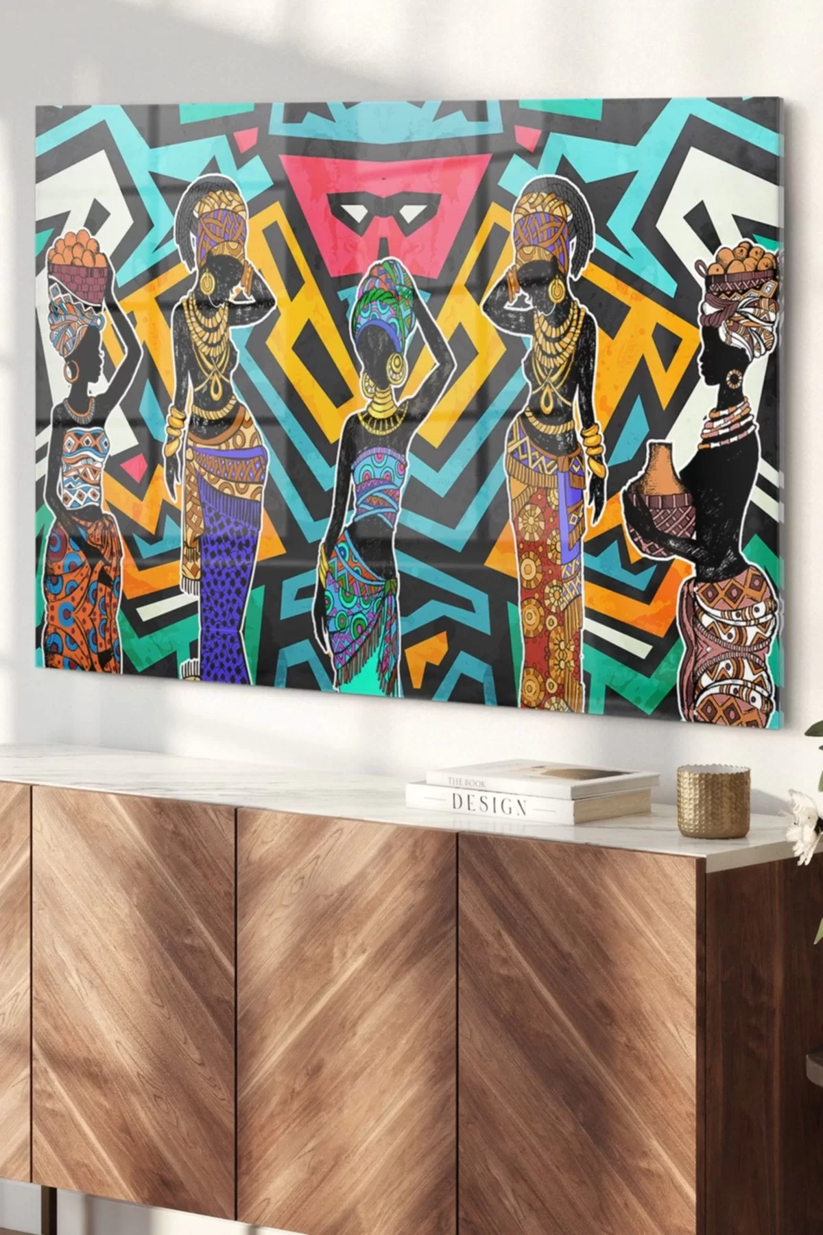 Colorful Ethnic Pattern Black Women African Women| Ethnic Themed Glass Painting | 50x70cm