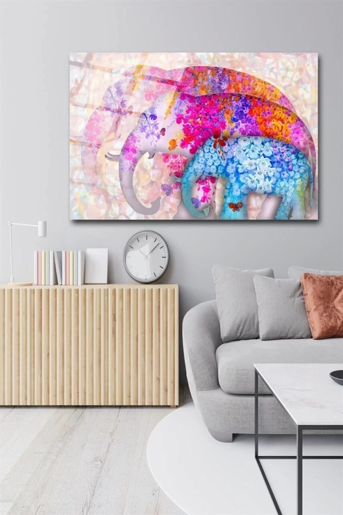 Colorful Elephants Glass Painting Wall Decoration Wall Painting