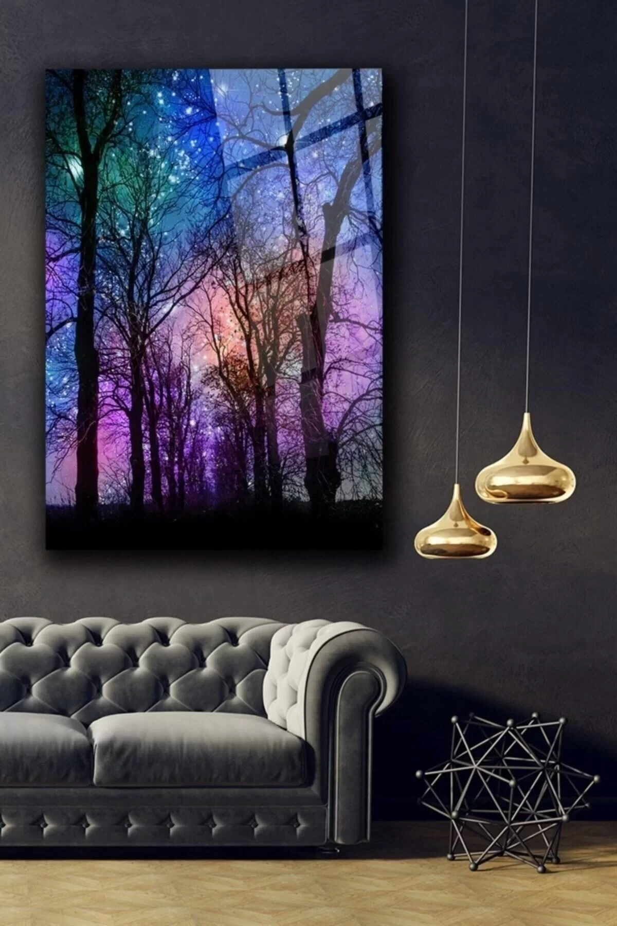 Colorful Sky Forest Glass Painting Wall Decoration, Home Decoration,