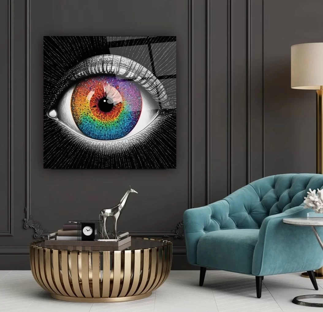 Colorful Eye Long Eyelashes Artistic Glass Painting