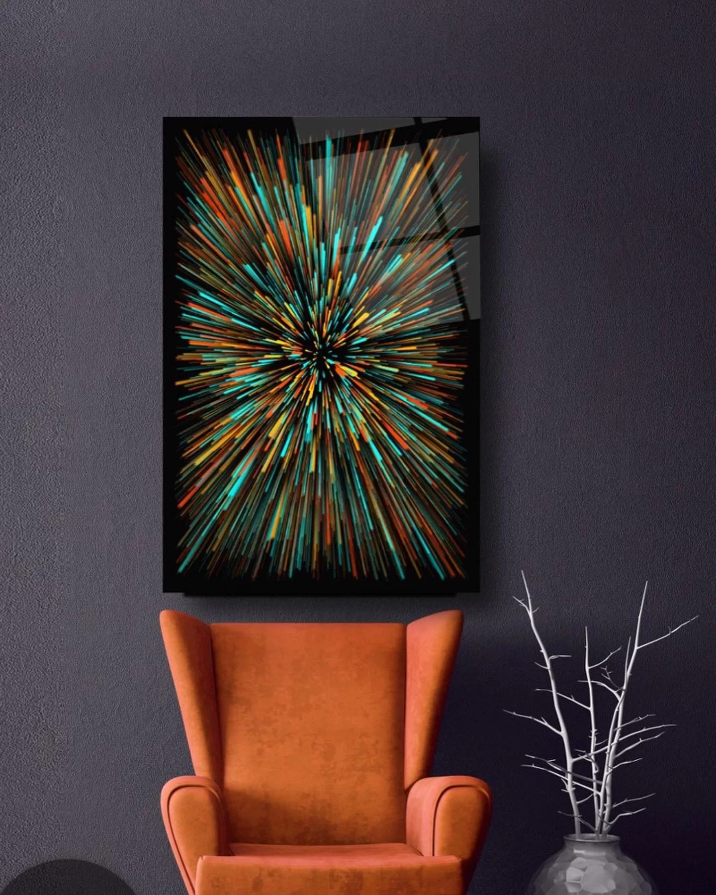 Colorful Light Explosion Artistic Glass Painting