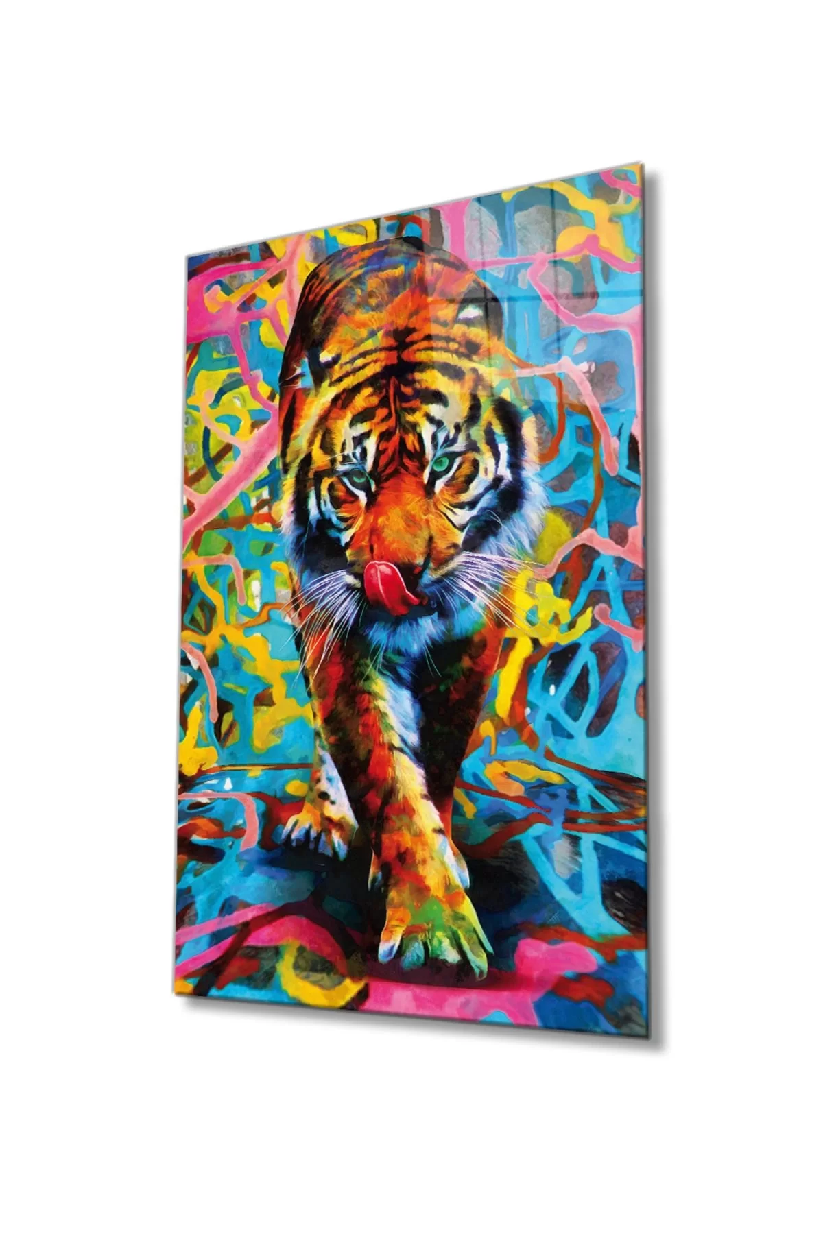 Colored Tiger Glass Painting