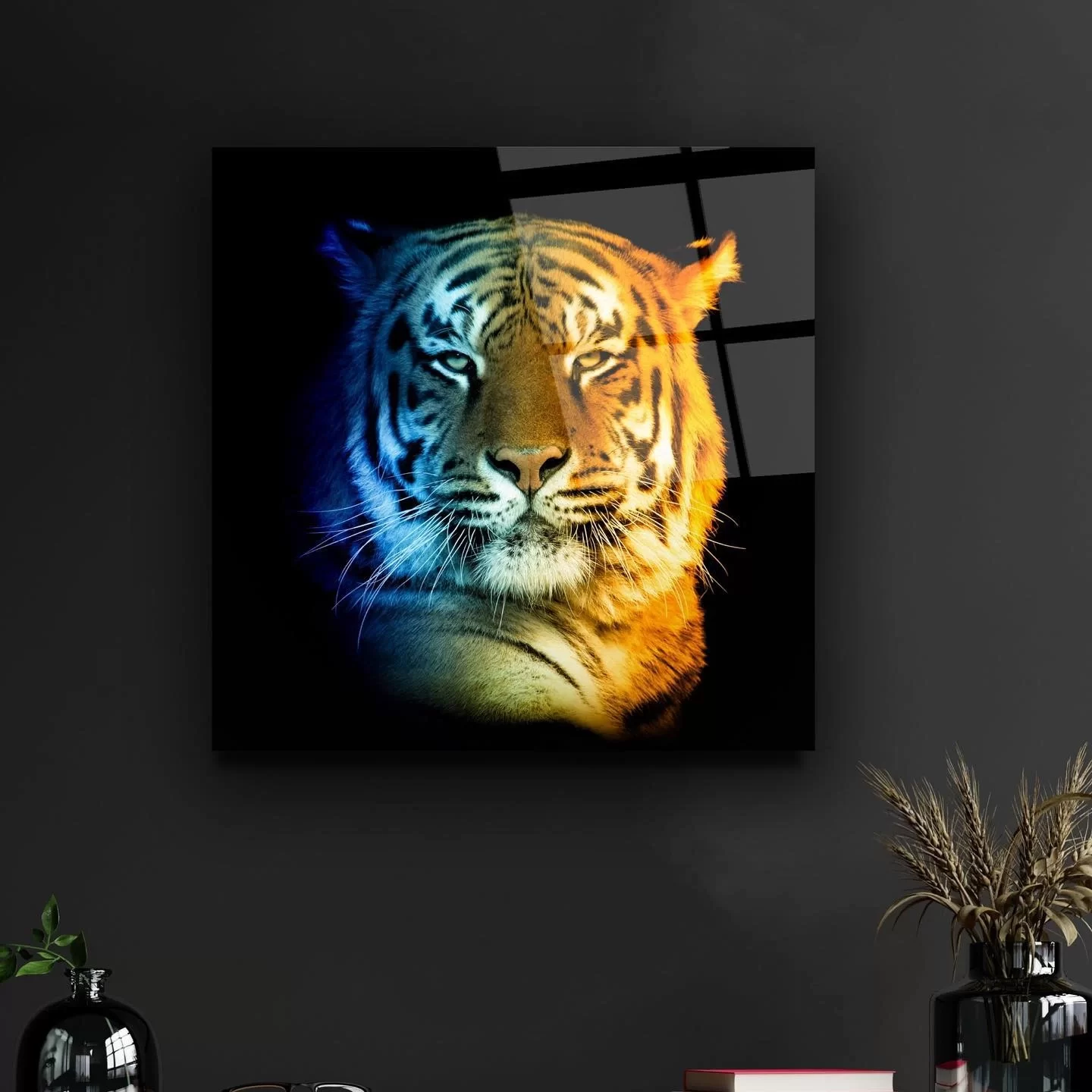 Colorful Tiger Artistic Glass Painting