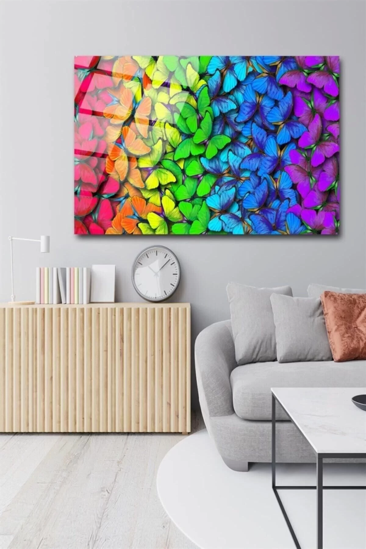 Colorful Butterflies Glass Painting Wall Decoration