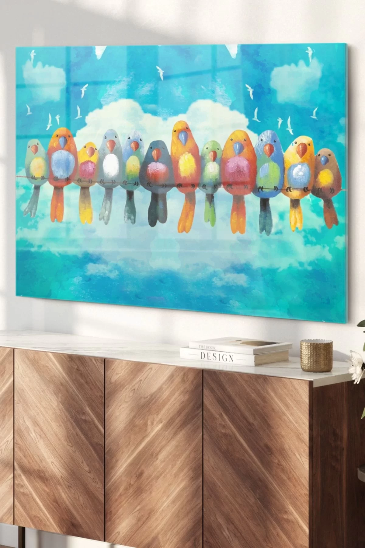 Colorful Birds | Animal Themed Glass Painting | 50x70cm