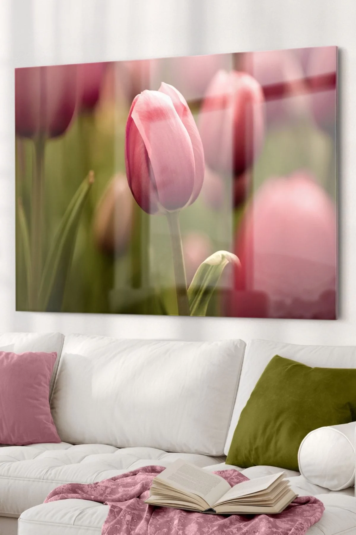 Colorful Tulips| Flower Themed Glass Table | 50x70cm