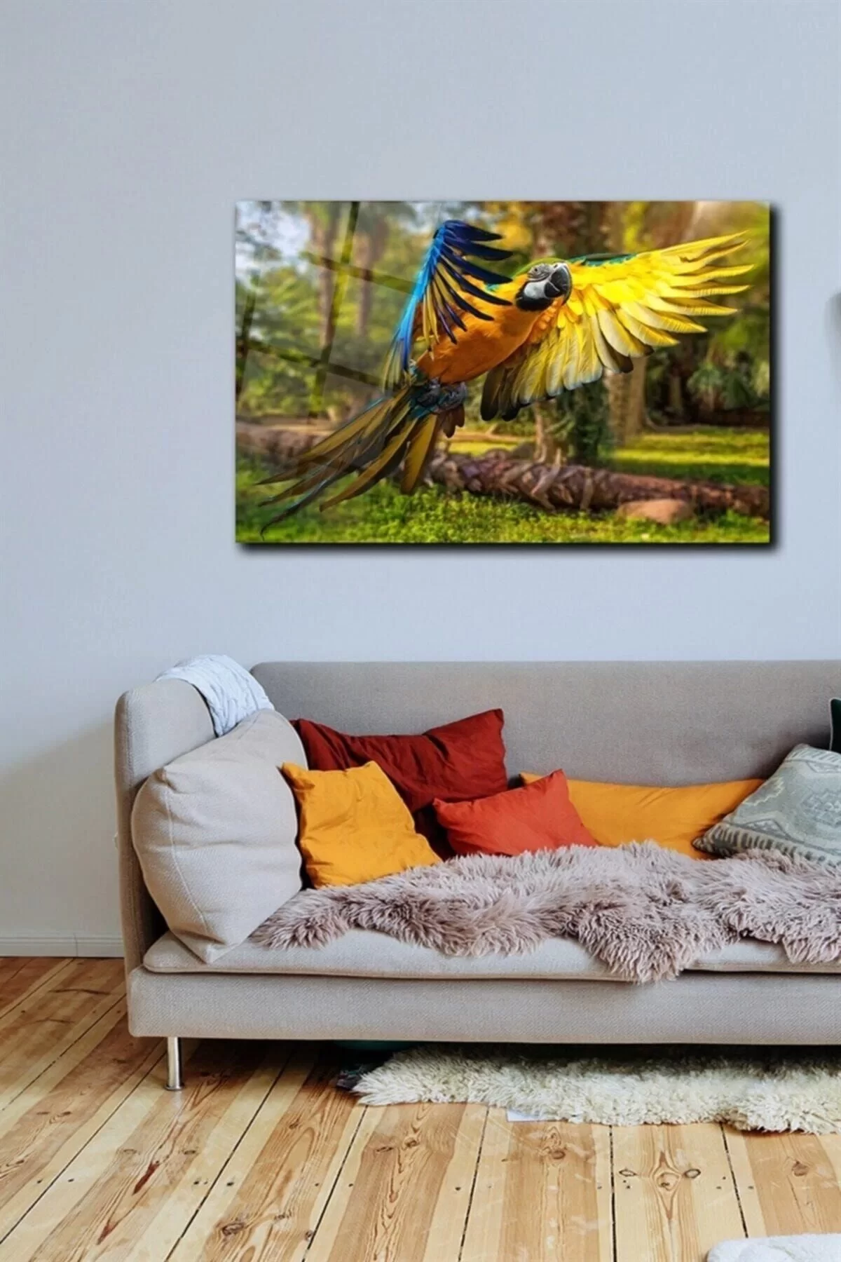 Colored Parrot Glass Painting