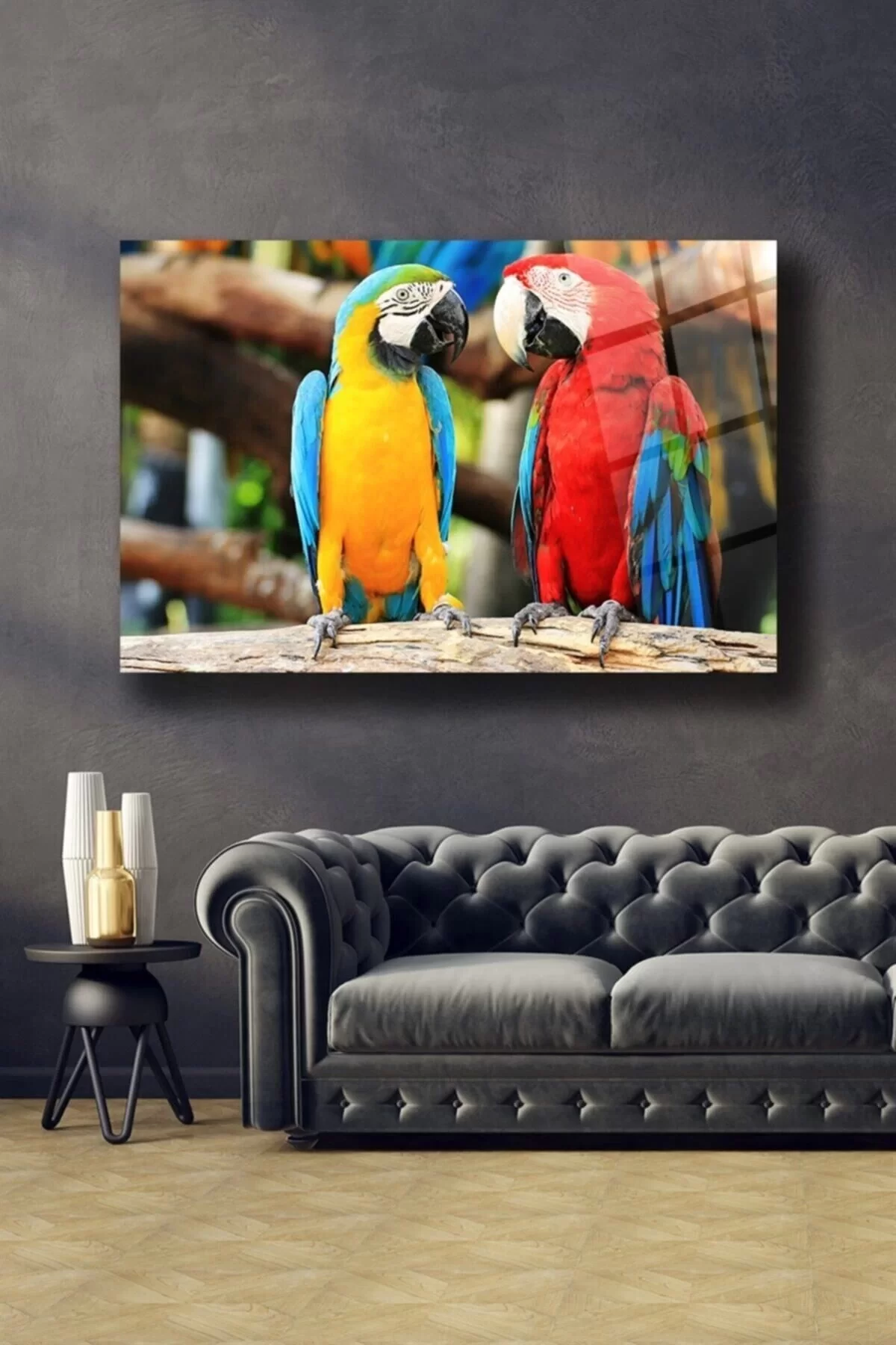 Colored Parrot Glass Painting