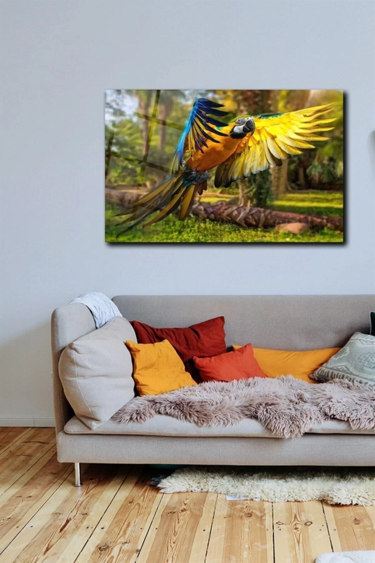 Colored Parrot Glass Painting Wall Decoration