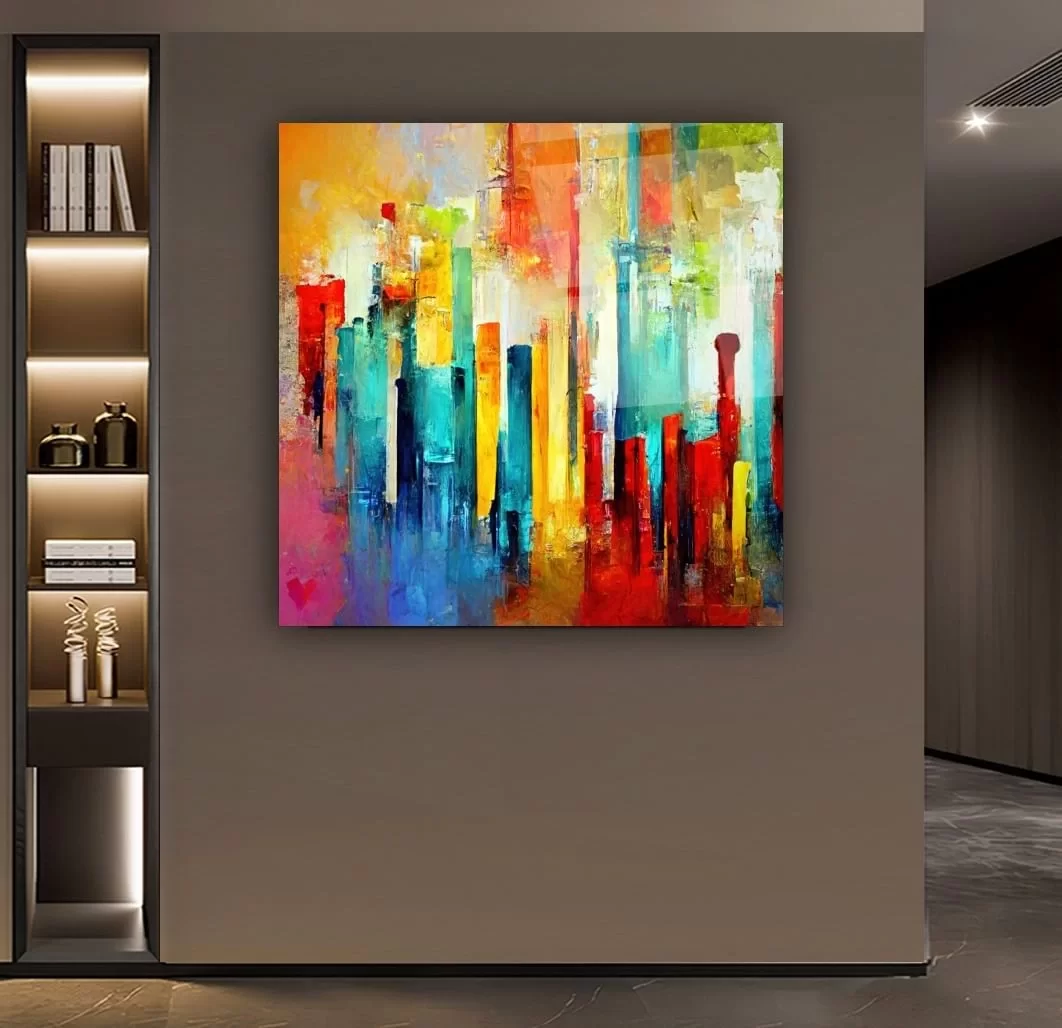 Colored Artistic Glass Painting Striped