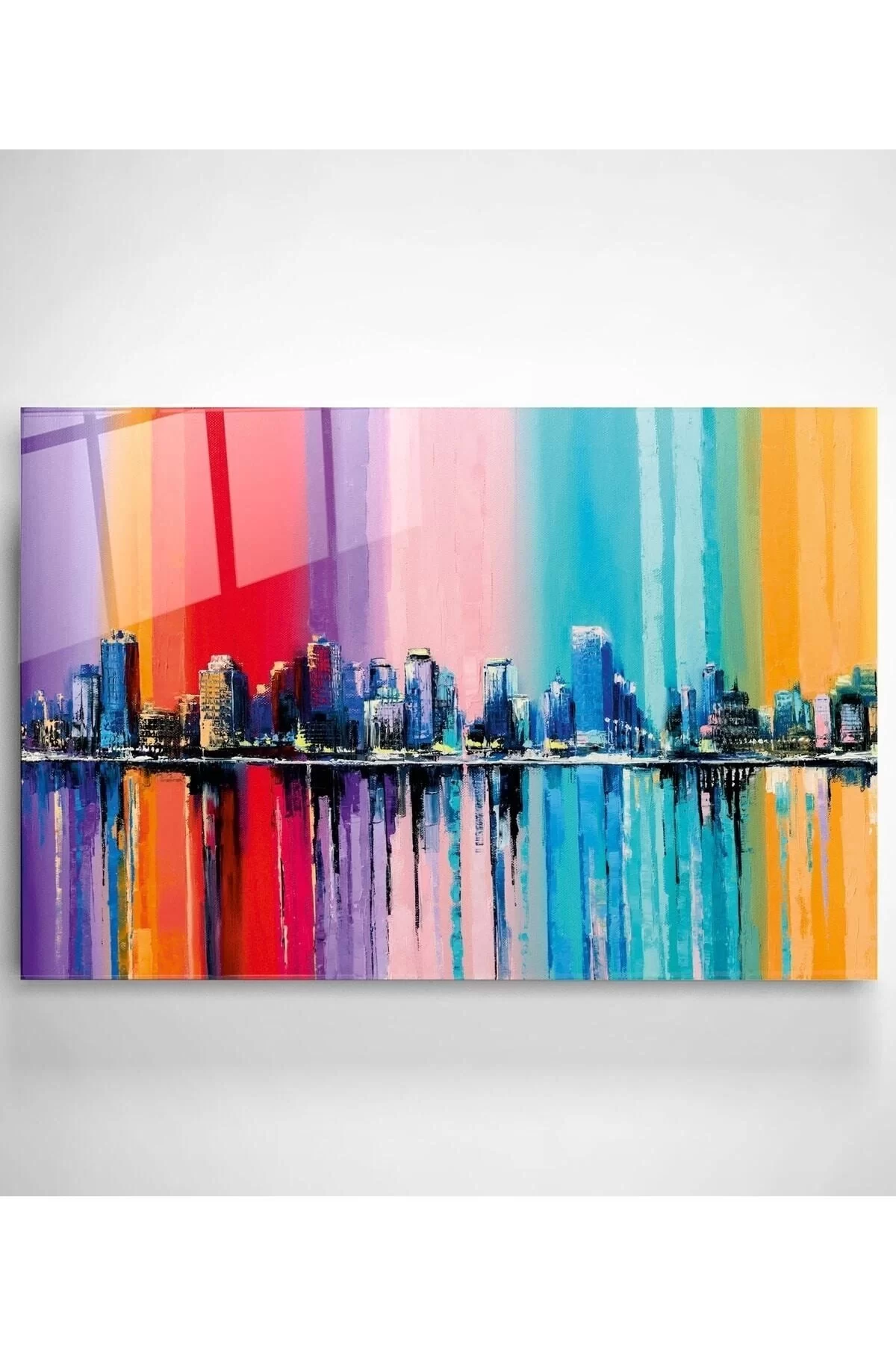 Colorful City Glass Painting