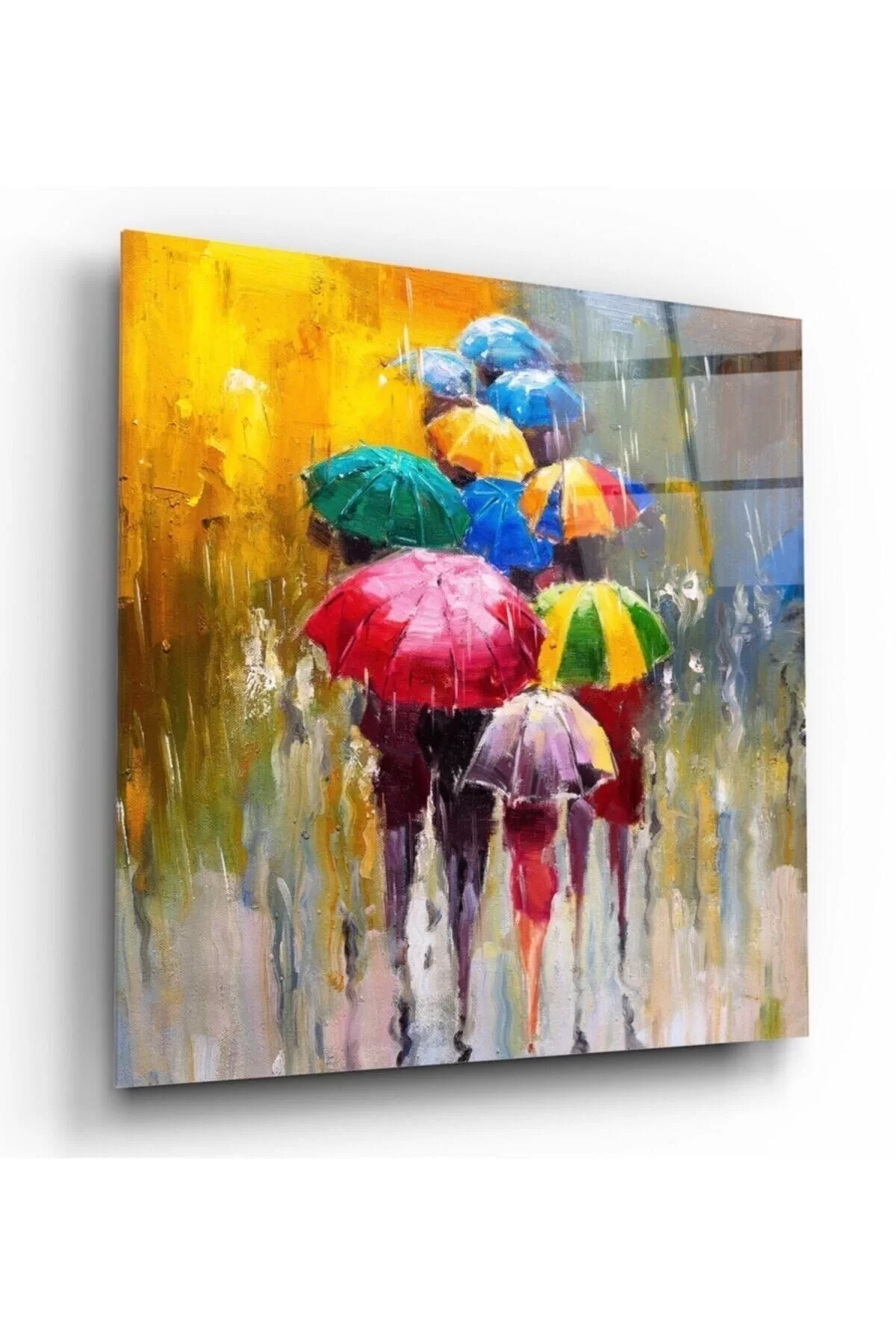 Colorful Umbrellas Glass Table