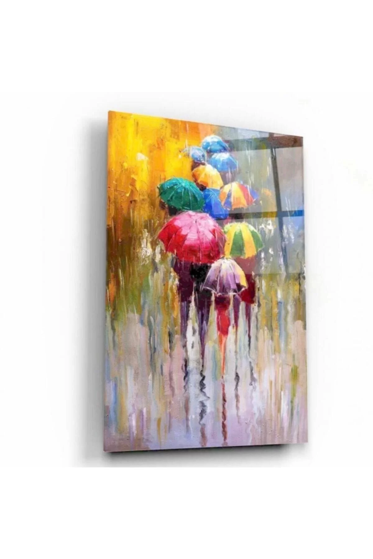 Colorful Umbrellas Glass Table