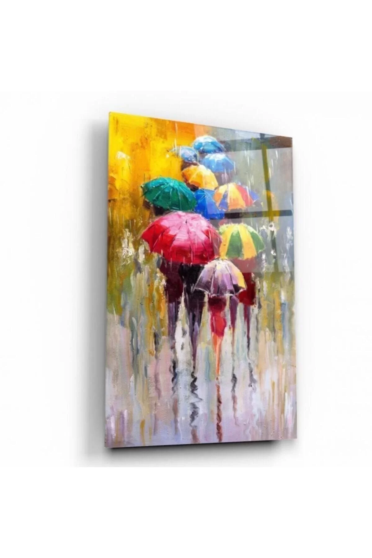 Colorful Umbrellas Glass Table